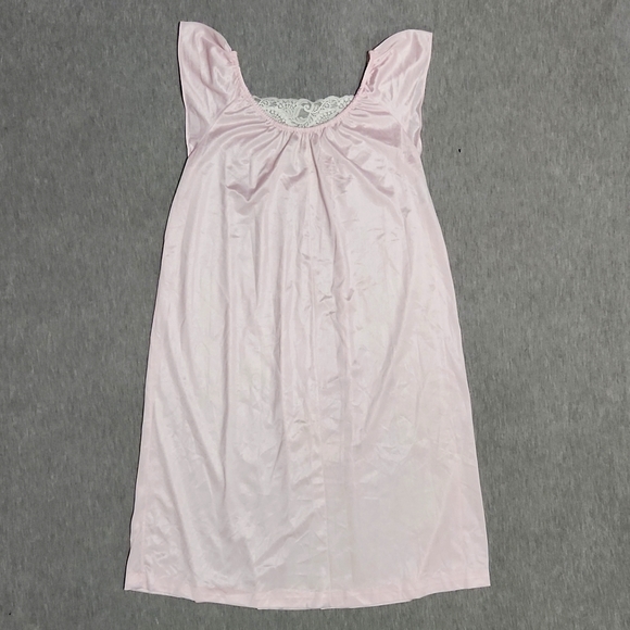 Vintage Union Made Lacey Lingerie Pink Chemise Slip Dress Nightgown - Picture 7 of 12